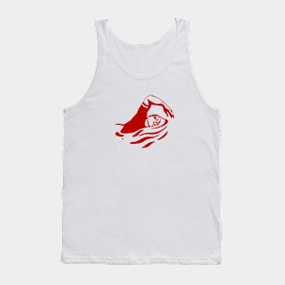 Swimming freestyle. Stylized, Minimalist art for swimmers. Red ink Tank Top